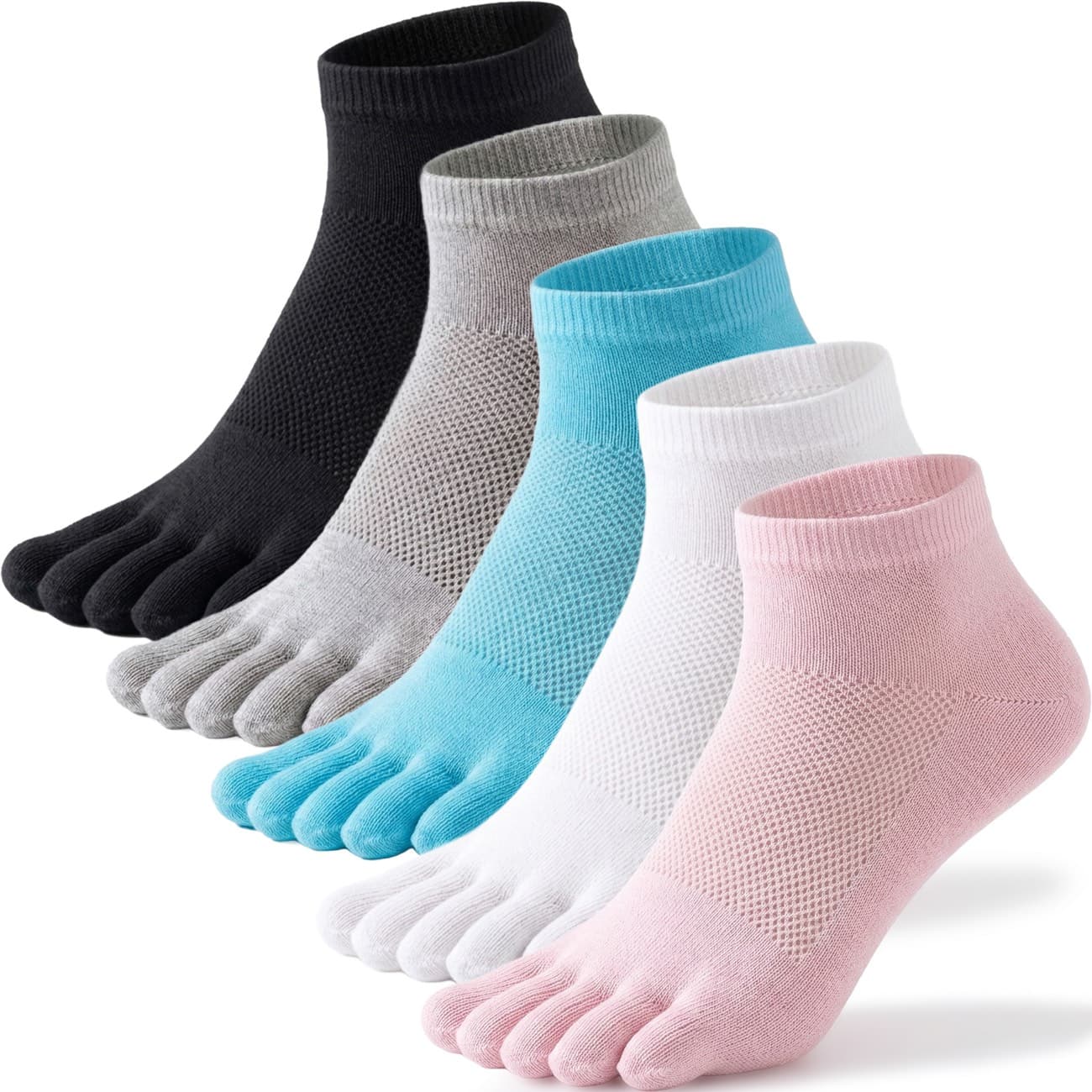 Women's Low-Cut Five-Toe Socks, 5 Pairs